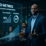 Graph illustrating key ROI metrics for work management software including time saved, error reduction, and increased throughput