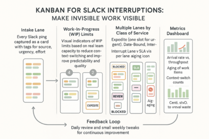 Kanban board visualizing Slack interruptions and invisible work to improve workflow and focus