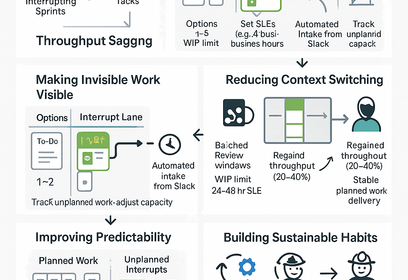 Kanban board showing an Interrupt Lane used to capture Slack requests and protect focused work