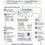 Kanban board visualization showing workflow lanes for managing interruptions and making hidden Slack work visible