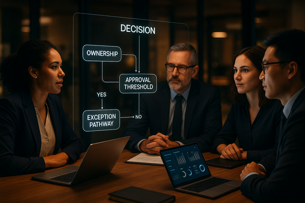 Illustration of decision mapping clarifying approval pathways to reduce delays