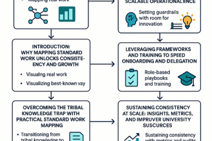 Visual diagram showing standard work mapping process to improve consistency and speed onboarding