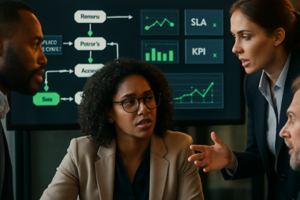 Diagram illustrating customer journey mapping integrated into internal business processes for improved operational efficiency