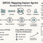 Team collaboratively creating a SIPOC map during a one-day Kaizen sprint to standardize work processes
