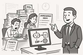 Dashboard showing AI data capture automating manual entry in ERP systems for lean operations
