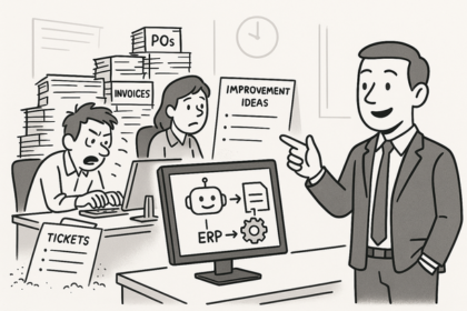 Dashboard showing AI data capture automating manual entry in ERP systems for lean operations