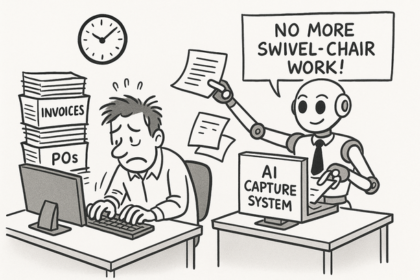 Automated data entry process using AI technologies IDP, OCR, and RPA to streamline invoice and document processing