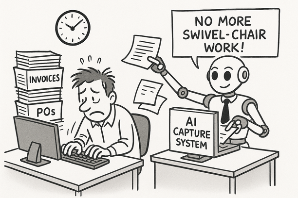 Automated data entry process using AI technologies IDP, OCR, and RPA to streamline invoice and document processing