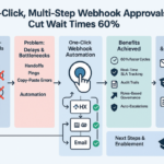 Dashboard showing multi-step webhook approvals accelerating workflow with automated one-click decisions
