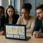 Kanban board in Monday.com showing WIP limits and workflow stages to increase throughput by 20%