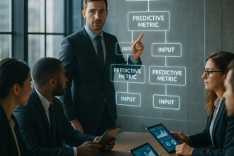 KPI tree diagram illustrating outcome-based metrics and leading indicators for team performance