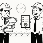 Digital checklist interface showing enforced step gates and real-time quality tracking to reduce scrap and rework