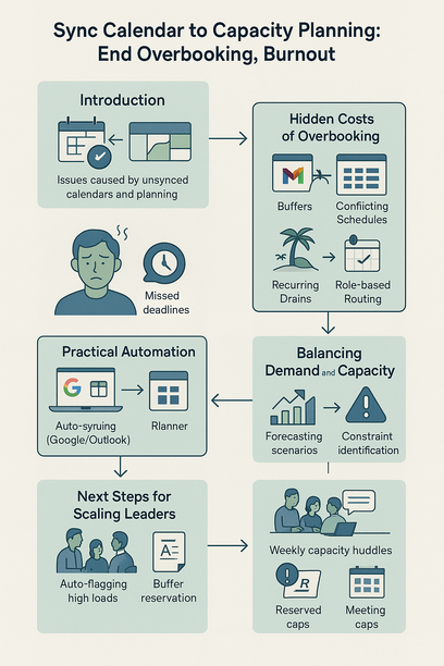 Dashboard showing synced calendar and capacity planning to avoid overbooking and improve resource management