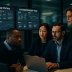 Diagram illustrating agile change control eliminating CABs with built-in audit-ready evidence and lightweight risk tiers