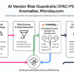 Dashboard showing AI-powered vendor risk detection integrating OFAC and PEP screening with Monday.com workflows
