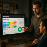 Dashboard view in Monday.com showing optimized batch sizes and stage gates to improve workflow efficiency and reduce bottlenecks