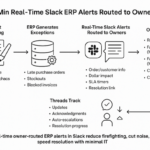 Dashboard showing real-time Slack ERP alerts routed to owners to reduce response time and improve accountability