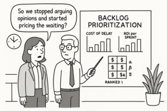 Visual representation of backlog prioritization using Cost of Delay and WSJF for improved ROI per sprint