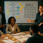 Workshop session illustrating a clear RACI matrix assigning ownership roles for streamlined decision-making