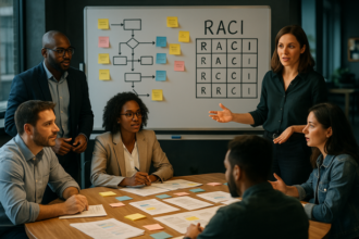 Workshop session illustrating a clear RACI matrix assigning ownership roles for streamlined decision-making