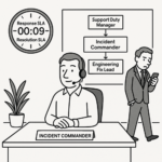 Diagram illustrating a SaaS escalation process with defined triggers, SLA timelines, and clear incident ownership