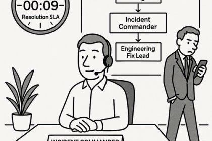 Diagram illustrating a SaaS escalation process with defined triggers, SLA timelines, and clear incident ownership