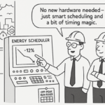Graphical dashboard showing energy cost savings from smart off-peak run rules and automated scheduling