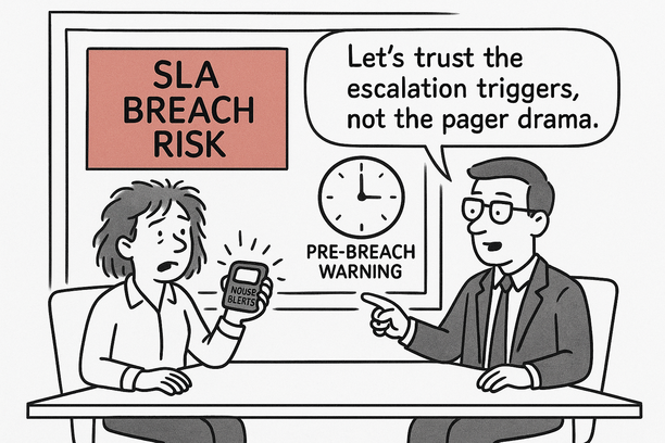 Dashboard displaying escalation triggers and ownership to prevent SLA breaches in IT operations