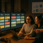 Monday.com board illustrating Personal Kanban with WIP limits and workflow metrics for improved throughput