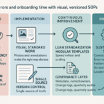 Illustration of visual, version-controlled standard operating procedures improving onboarding and reducing errors