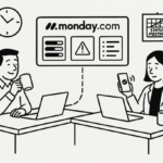Dashboard on Monday.com showing automated async updates replacing status meetings