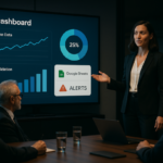 Dashboard showing automated KPI board updates with Google Sheets integration, data validation, and alert notifications