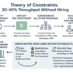 Diagram illustrating Theory of Constraints with bottleneck identification and throughput improvement steps