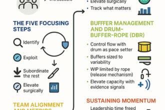 Diagram illustrating the Theory of Constraints process to boost throughput and reduce bottlenecks
