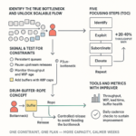 Illustration of Theory of Constraints highlighting bottleneck and improved flow in operations