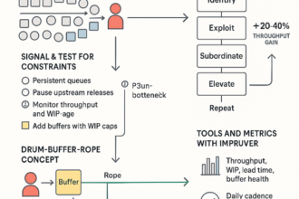 Illustration of Theory of Constraints highlighting bottleneck and improved flow in operations