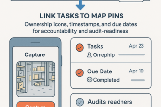 Live warehouse site map displaying pins and annotated photos for precise hazard identification and faster fixes