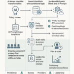 AI-driven clinical audit checklist interface streamlining clinic policy compliance and standardizing healthcare workflows