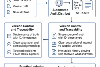 Illustration of automated food safety audit distribution streamlining CAPA processes and reducing shipment holds